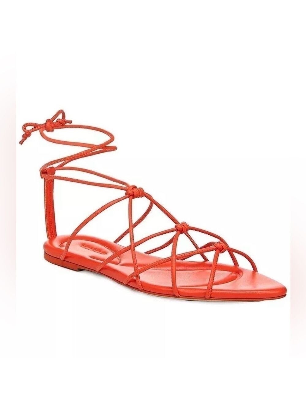 Vince Kenna Orange Strappy Knotted Almond Toe Leather Gladiator Flat Sandals